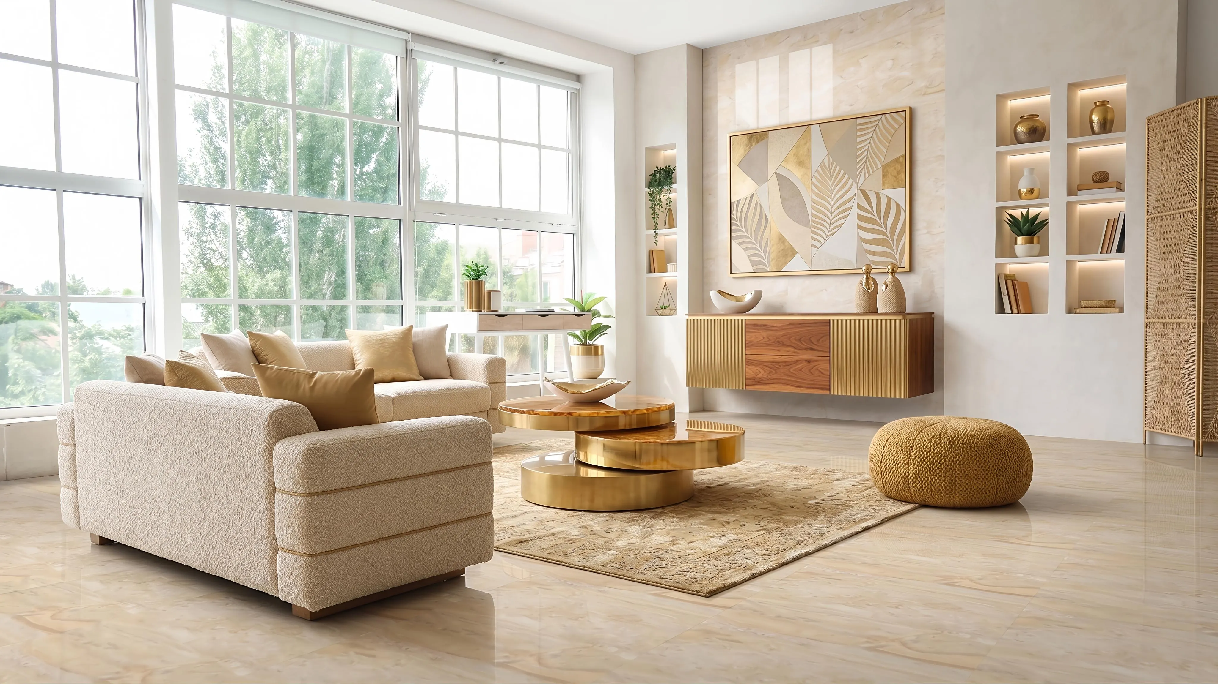 Crema Marfil Living Room Mockup